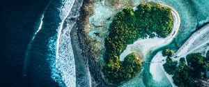 Preview wallpaper ocean, islands, aerial view, trees, water