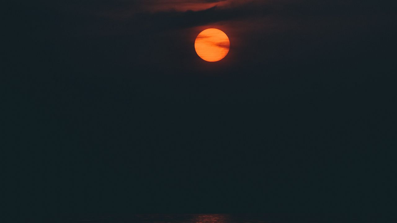 Wallpaper ocean, moon, sunset, night, sky, mumbai