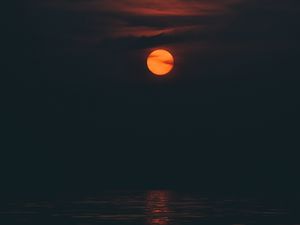 Preview wallpaper ocean, moon, sunset, night, sky, mumbai