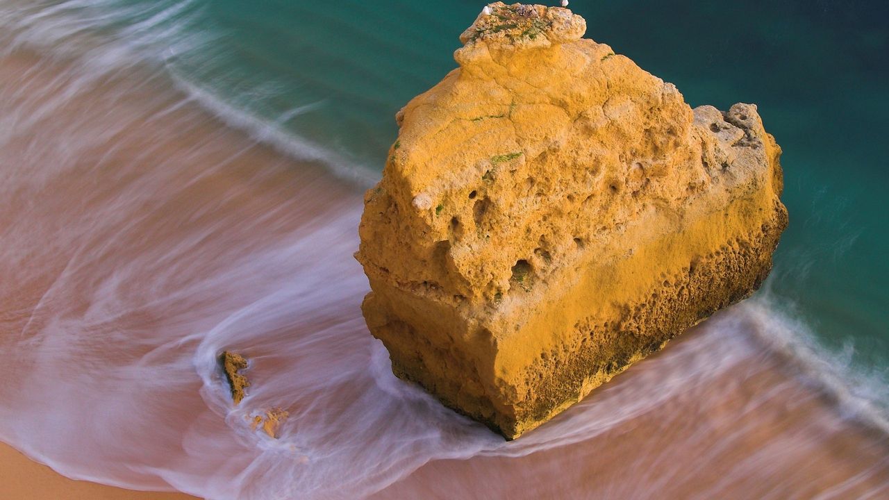 Wallpaper ocean, rock, beach, sand