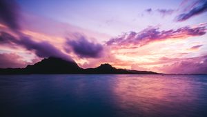 Preview wallpaper ocean, rocks, clouds, bora bora, french polynesia