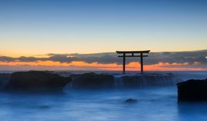 Preview wallpaper ocean, rocks, fog, stones, dawn, landscape
