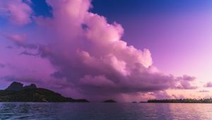 Preview wallpaper ocean, rocks, island, bora bora, french polynesia