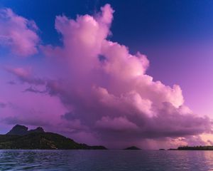 Preview wallpaper ocean, rocks, island, bora bora, french polynesia