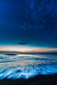 Preview wallpaper ocean, sea, horizon, sunset, shore, surf, sky