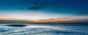 Preview wallpaper ocean, sea, horizon, sunset, shore, surf, sky