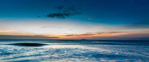 Preview wallpaper ocean, sea, horizon, sunset, shore, surf, sky