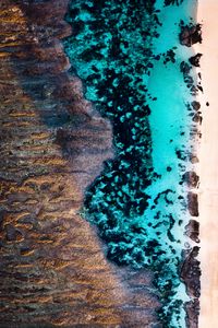 Preview wallpaper ocean, shore, aerial view, sand, water, texture