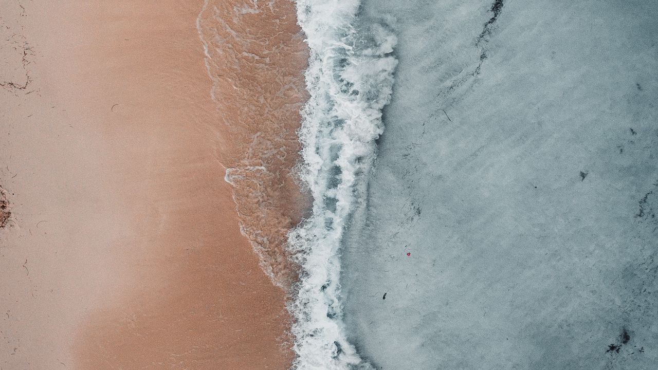 Wallpaper ocean, shore, aerial view, surf, wave, sand