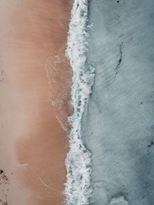 Preview wallpaper ocean, shore, aerial view, surf, wave, sand