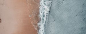 Preview wallpaper ocean, shore, aerial view, surf, wave, sand