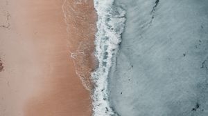 Preview wallpaper ocean, shore, aerial view, surf, wave, sand