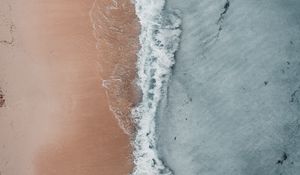 Preview wallpaper ocean, shore, aerial view, surf, wave, sand