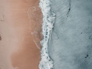 Preview wallpaper ocean, shore, aerial view, surf, wave, sand