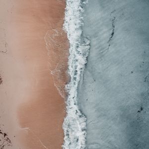 Preview wallpaper ocean, shore, aerial view, surf, wave, sand