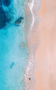 Preview wallpaper ocean, shore, top view, surf, foam