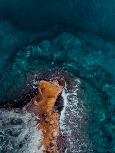 Preview wallpaper ocean, shore, top view, surf, water, stones