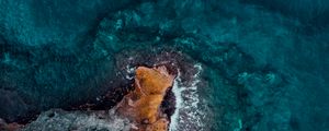 Preview wallpaper ocean, shore, top view, surf, water, stones