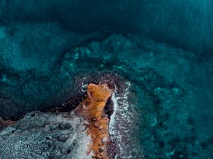 Preview wallpaper ocean, shore, top view, surf, water, stones