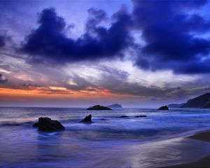 Preview wallpaper ocean, stones, horizon, landscape