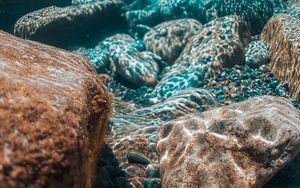 Preview wallpaper ocean, stones, underwater world, under water