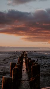 Preview wallpaper ocean, sunset, horizon, pier