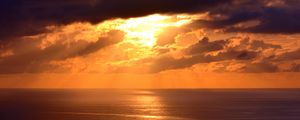 Preview wallpaper ocean, sunset, skyline, clouds, santa catarina, brazil