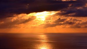 Preview wallpaper ocean, sunset, skyline, clouds, santa catarina, brazil