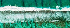 Preview wallpaper ocean, surf, aerial view, shore, wave, foam