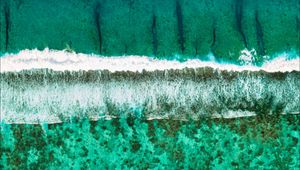 Preview wallpaper ocean, surf, aerial view, shore, wave, foam