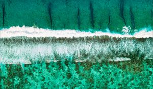 Preview wallpaper ocean, surf, aerial view, shore, wave, foam