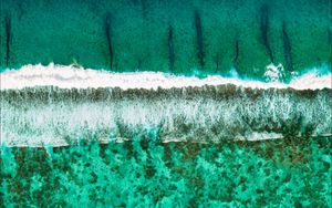 Preview wallpaper ocean, surf, aerial view, shore, wave, foam