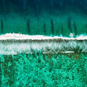 Preview wallpaper ocean, surf, aerial view, shore, wave, foam