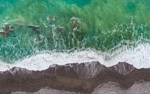 Preview wallpaper ocean, surf, aerial view, shore, wave, water