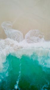 Preview wallpaper ocean, surf, aerial view, foam, water, sand, shore