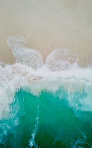 Preview wallpaper ocean, surf, aerial view, foam, water, sand, shore