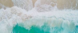 Preview wallpaper ocean, surf, aerial view, foam, water, sand, shore