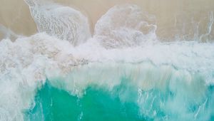 Preview wallpaper ocean, surf, aerial view, foam, water, sand, shore