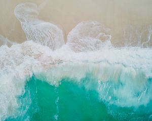 Preview wallpaper ocean, surf, aerial view, foam, water, sand, shore