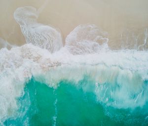 Preview wallpaper ocean, surf, aerial view, foam, water, sand, shore