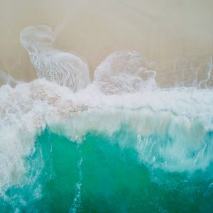 Preview wallpaper ocean, surf, aerial view, foam, water, sand, shore