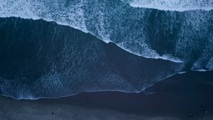 Preview wallpaper ocean, surf, aerial view, foam, waves, sand, coast