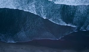 Preview wallpaper ocean, surf, aerial view, foam, waves, sand, coast