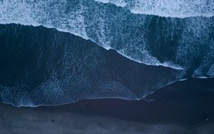 Preview wallpaper ocean, surf, aerial view, foam, waves, sand, coast