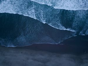 Preview wallpaper ocean, surf, aerial view, foam, waves, sand, coast