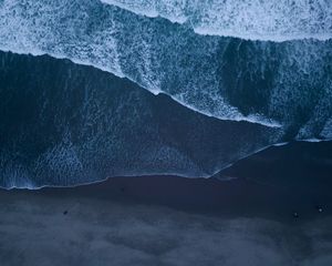 Preview wallpaper ocean, surf, aerial view, foam, waves, sand, coast