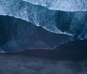 Preview wallpaper ocean, surf, aerial view, foam, waves, sand, coast