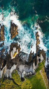 Preview wallpaper ocean, surf, aerial view, waves, shore