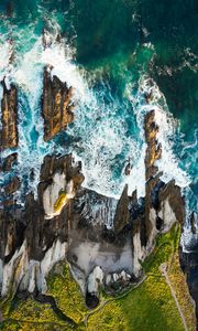 Preview wallpaper ocean, surf, aerial view, waves, shore