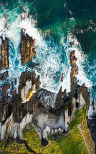 Preview wallpaper ocean, surf, aerial view, waves, shore